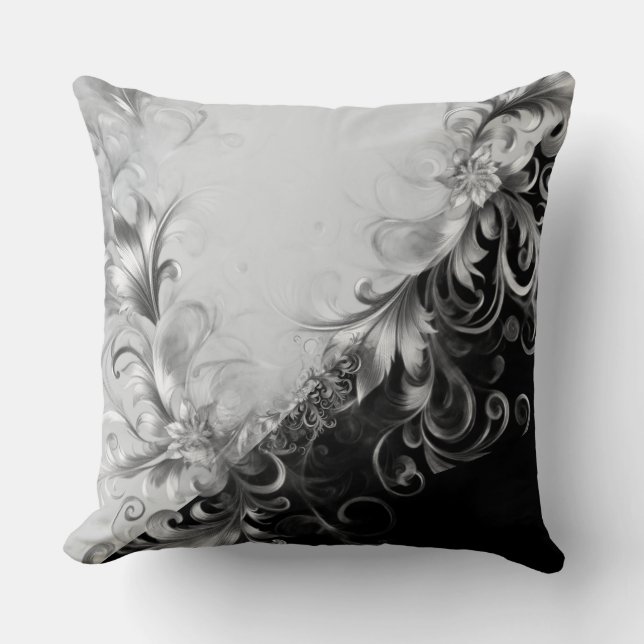 Sleek Grey Black with Silver Details Cushion (Front)