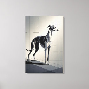 Sleek Greyhound Geometric Canvas Print
