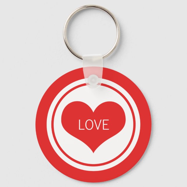 Sleek Heart Keychain, Red Key Ring (Front)