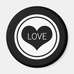 Sleek Heart Magnet, Black and White Magnet