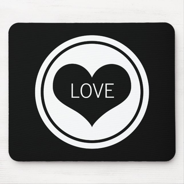 Sleek Heart Mousepad, Black and White Mouse Pad (Front)