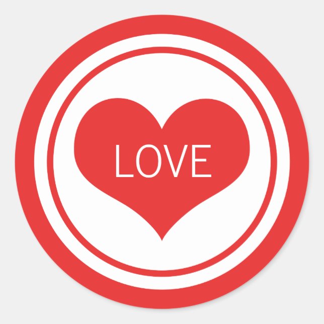 Sleek Heart Stickers, Red Classic Round Sticker (Front)