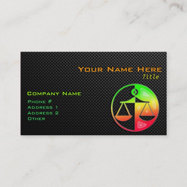 Sleek Justice Scales Business Card (Front)