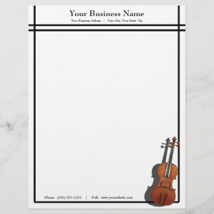 Sleek Lines Violin Music Business Personalized Letterhead