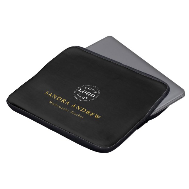 Sleek Logo Laptop Sleeve with Name and Title (Front Top)