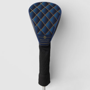 Sleek Luxury Navy & Gold Geometric Corporate Golf Head Cover