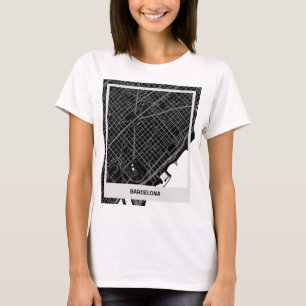 Sleek map Barcelona - Black-White T-Shirt