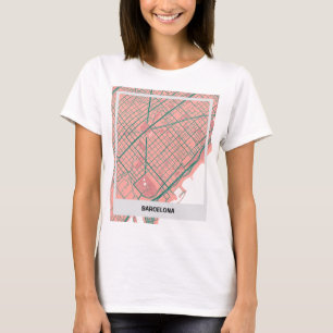 Sleek map Barcelona - Rosa-verde T-Shirt