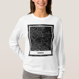 Sleek map map Grenada - Black-White T-Shirt