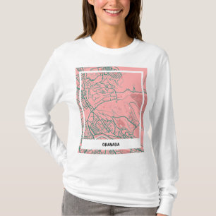 Sleek map map Grenada - Rosa-verde T-Shirt