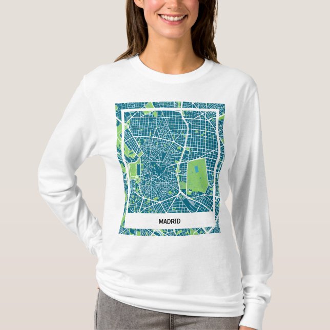 Sleek map of Madrid - Azul-verde T-Shirt (Front)
