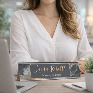Sleek Marble Gold Professional Branding Desk Name Plate