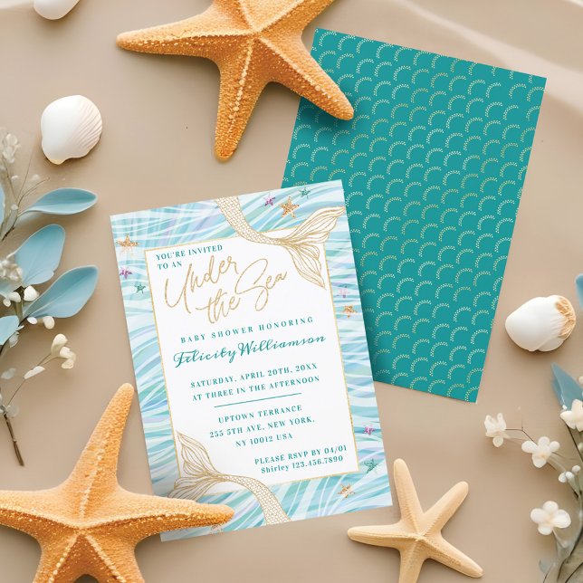 Sleek Mermaid Under The Sea Baby Shower Invitation (Sleek Mermaid Under The Sea Baby Shower Invitation)