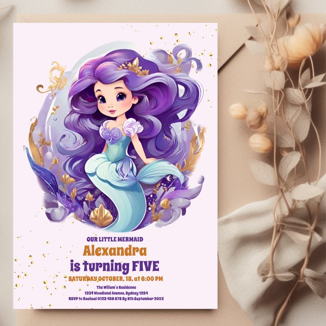 Sleek Mermaid Under The Sea Birthday Invitation (Creator Uploaded)