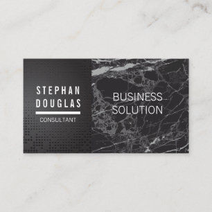 Sleek Metallic Black Black Marble Colour Block Business Card