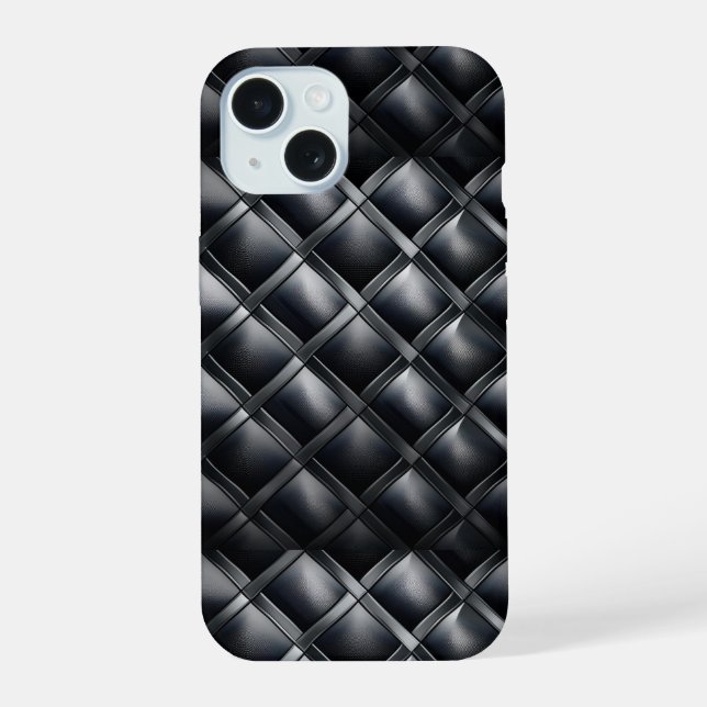 Sleek Metallic Grey & Black  iPhone 15 Case (Back)