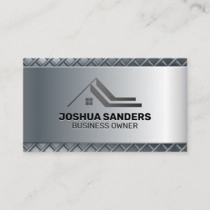 Sleek Metallic Real Estate Logo   Metallic  Business Card