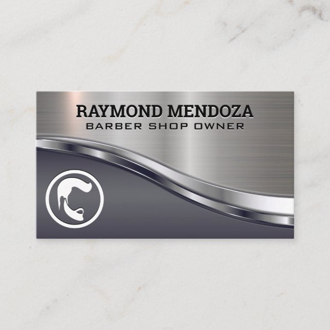 Sleek Metallic Shine | Mens Facial Hair  Business Card (Front)