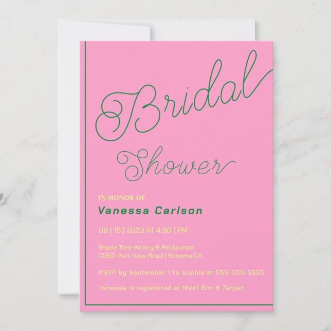 Sleek Minimal Bridal Shower Invitation (Front)