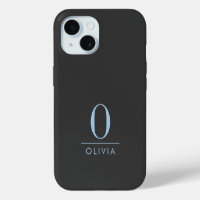 Sleek Minimalist Blue Monogram Black