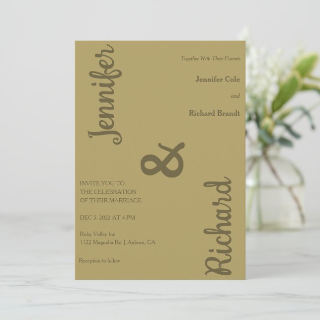 Sleek Minimalist Wedding Invitation (Standing Front)