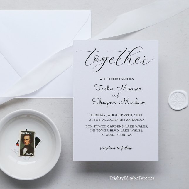 Sleek Minimalist Wedding Invitation Template (sleek, elegant and sophisticated. You can change it to fit your needs, preferences and theme..)
