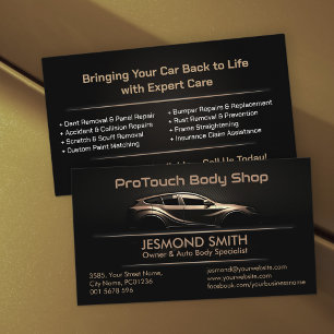 Sleek Modern Auto Body Work Business Card