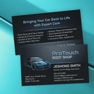 Sleek Modern Auto Body Work Business Card