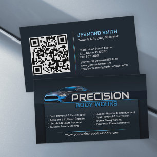 Sleek Modern Auto Body Work  Business Card