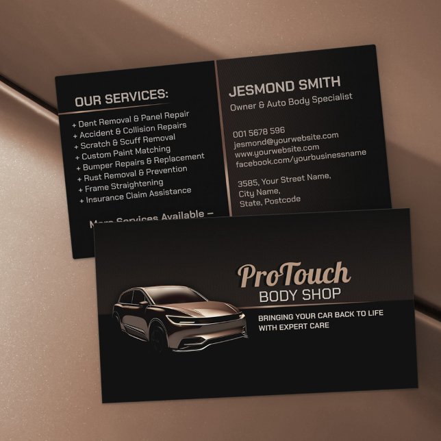 Sleek Modern Auto Body Work  Business Card (Creator Uploaded)