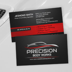 Sleek Modern Auto Body Work Business Card