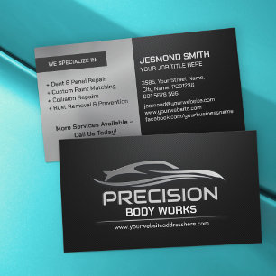 Sleek Modern Auto Body Work Business Card