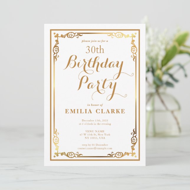 Sleek Modern Birthday Party Invitations for Adults (Standing Front)