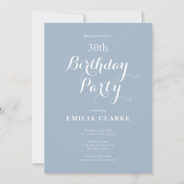 Sleek Modern Birthday Party Invitations for Adults (Front)