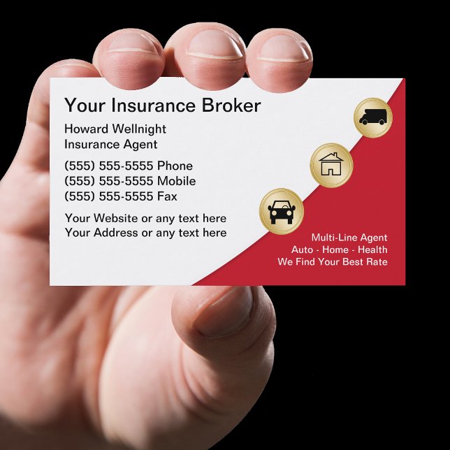 Sleek Modern Insurance Broker Business Cards (Creator Uploaded)