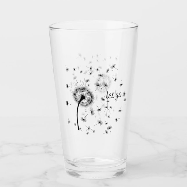 Sleek Modern Let Go Dandelion Minimalist Glass (Front)