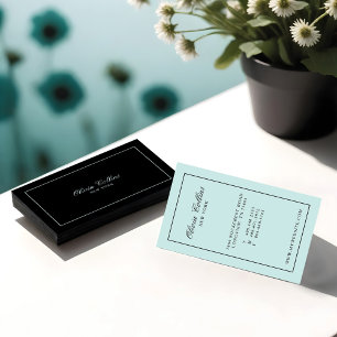 Sleek Modern Minimalistic Baby Blue & Black Business Card