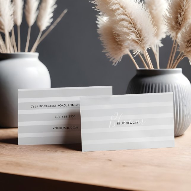 Sleek Modern Minimalistic White & Grey Stripe Business Card (Creator Uploaded)