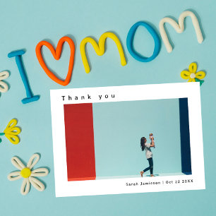 Sleek Modern Simple Custom Photo Baby Shower Thank You Card