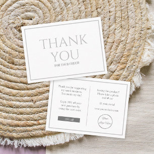 Sleek modern white logo corporate thank you note business card