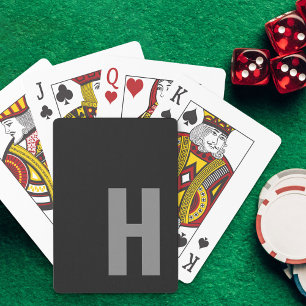 Sleek Monogram Initial Minimalist Black and Grey Playing Cards
