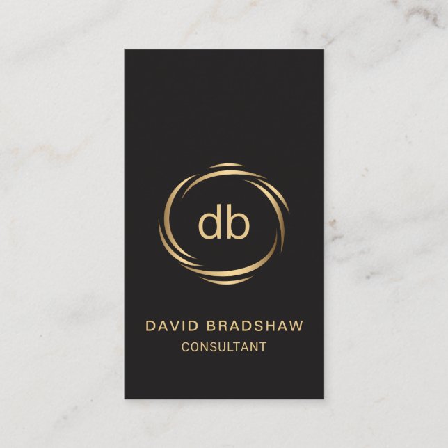 Sleek Monogram Professional Executive Business Card (Front)