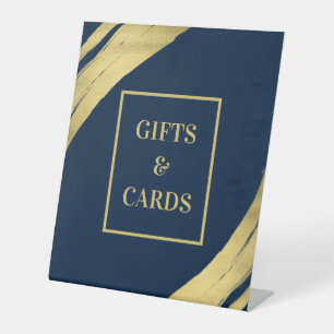 Sleek Navy Gold Gifts and Card Pedestal Sign