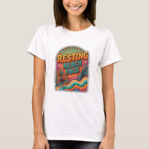 Sleek Orange RESTING BEACH FACE 3D Text Art T-Shirt
