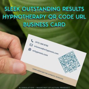 Sleek Outstanding Results Hypnotherapy QR Code URL Business Card