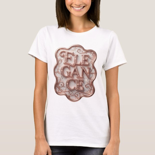 Sleek Pink ELEGANCE Graphic Design T-Shirt (Front)