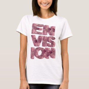 Sleek Pink ENVISION Artistic Motif T-Shirt