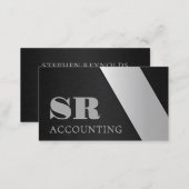 Sleek Professional Black and Silver Brushed Stleel Business Card (Front/Back)