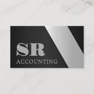 Sleek Professional Black and Silver Brushed Stleel Business Card