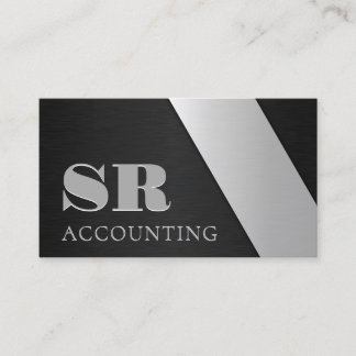 Sleek Professional Black and Silver Brushed Stleel Business Card